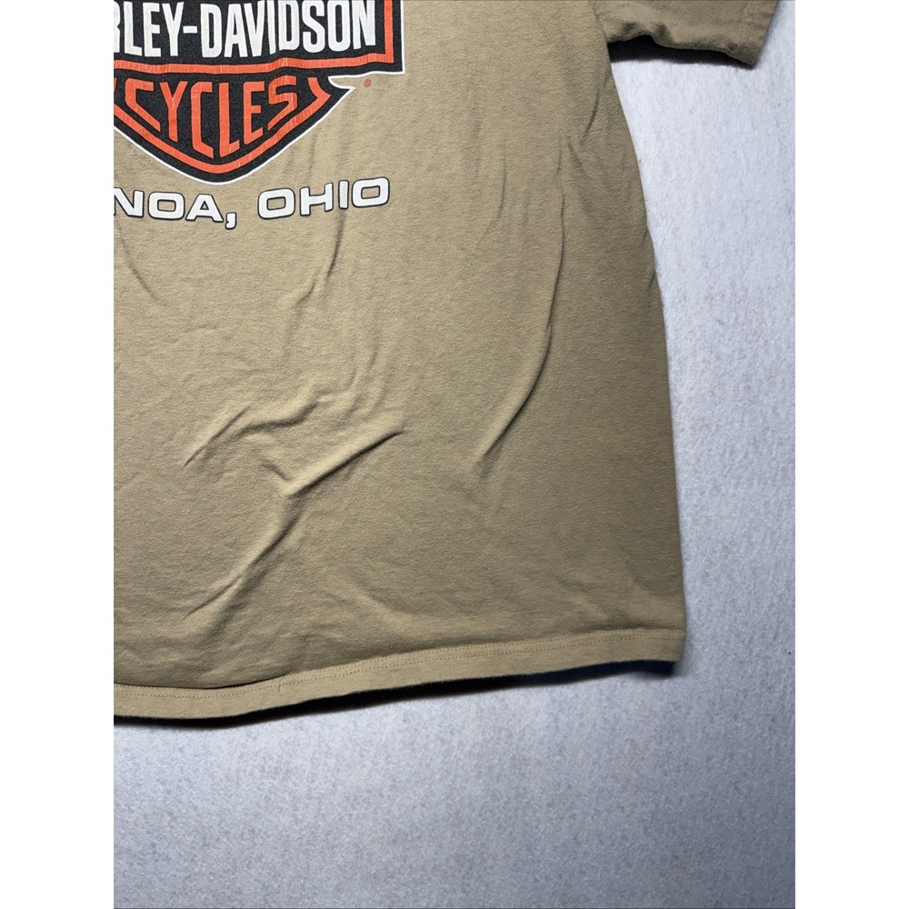 Vintage 1998 Harley Davidson Genoa Ohio T Shirt Hanes Beefy-T Tan Mens Large - Picture 7 of 16